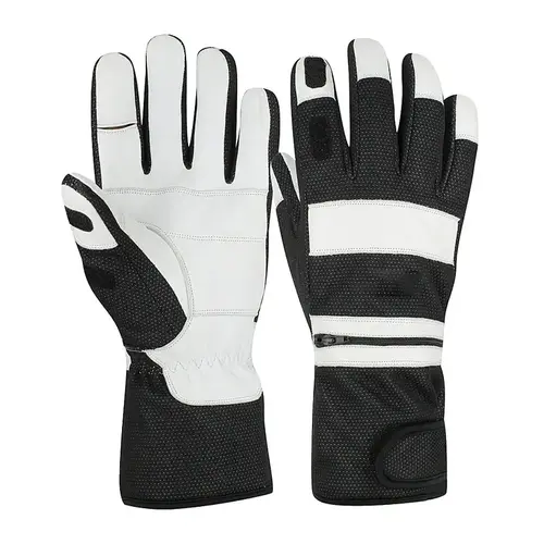 black and black leather winter gloves