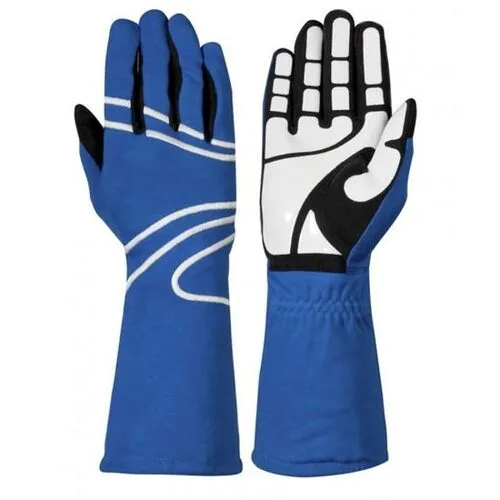 black ,blue and white leather go kart gloves