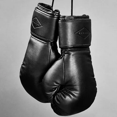 Black custom made leather boxing gloves