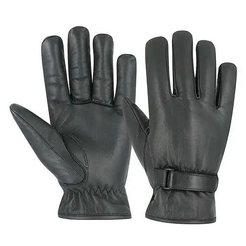 Black custom made leather driver gloves