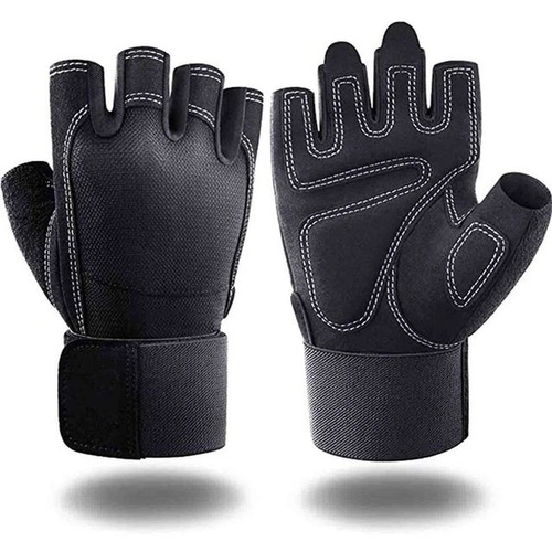 Black custom made leather gym gloves by handygear gloves