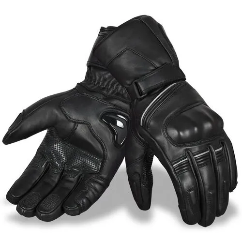 black leather motorbike gloves