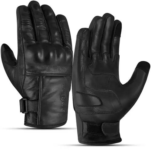Black custom made leather tactical gloves