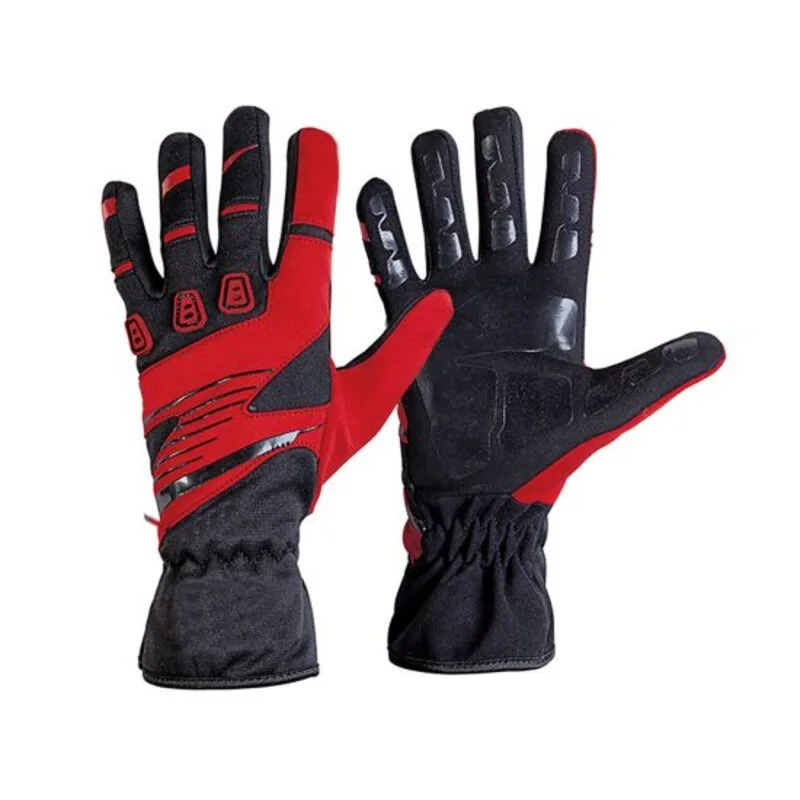 Custom Black and Red Leather Go-Kart Racing Gloves