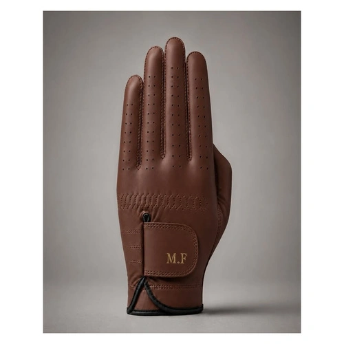 Brown custom made leather golf gloves