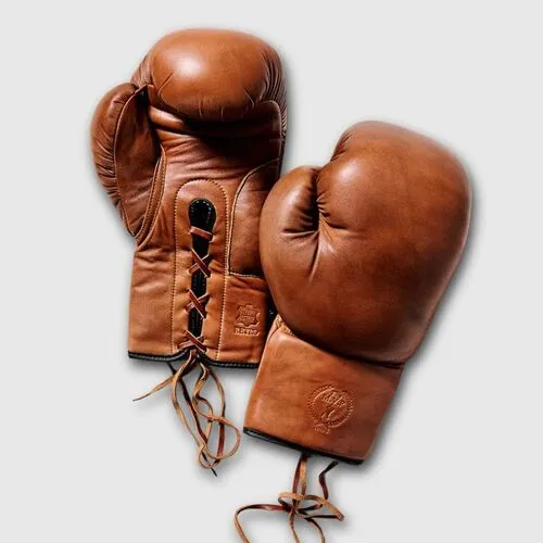 Dark brown custom made leather boxing gloves