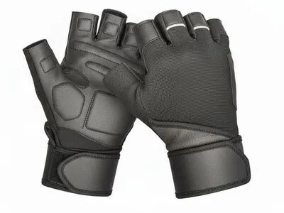 Black custom made leather gym gloves manufactured by handygear