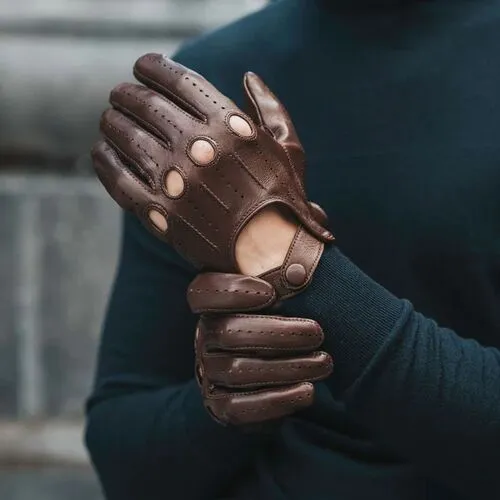 Men wear custom made leather driver gloves