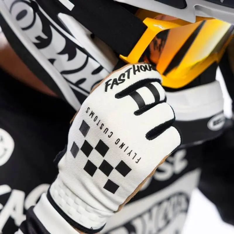 Men Wearing White Leather Gloves for Go-Kart Racing