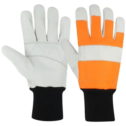 white,orange and black leather safety gloves