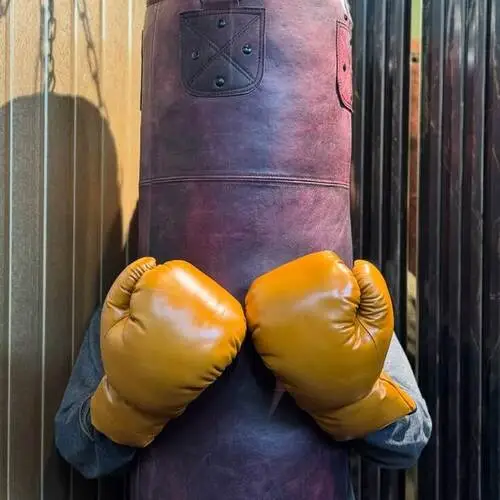 yellow leather boxing gloves