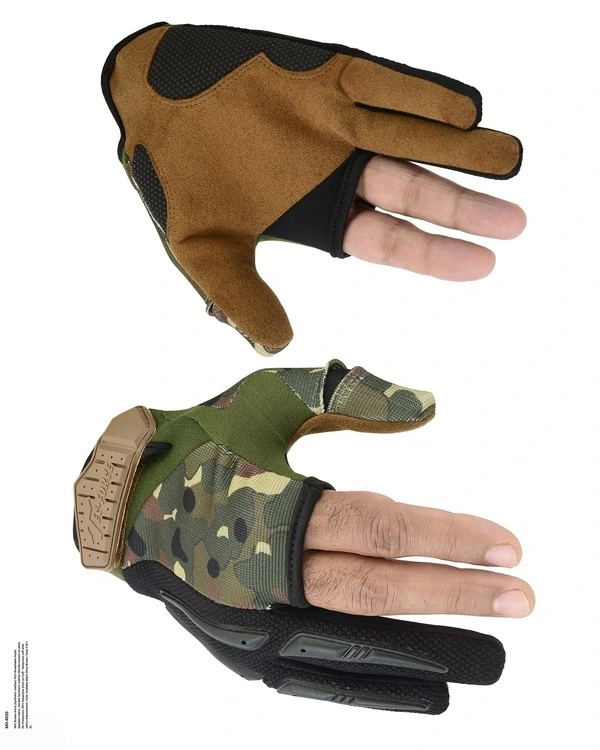 Brown and camouflage fingerless tactical gloves with grip